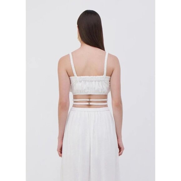 Jonathan Simkhai Linen‎ Square Neck Sleeveless Crop Top Tank White XL - Picture 2 of 13